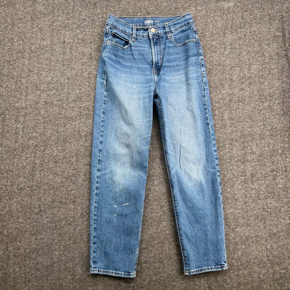 Old‎ Navy Womens Boyfriend Extra High Rise Blue Jeans Medium Wash Relaxed Fit